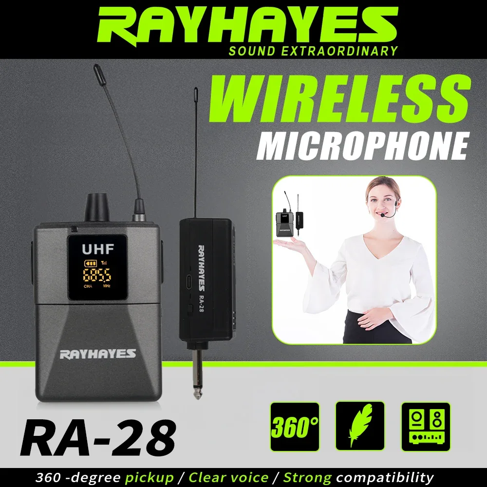 

RAYHAYES RA-28 UHF Headset/Lavalier Wireless Microphone High-fidelity audio with IR pairing