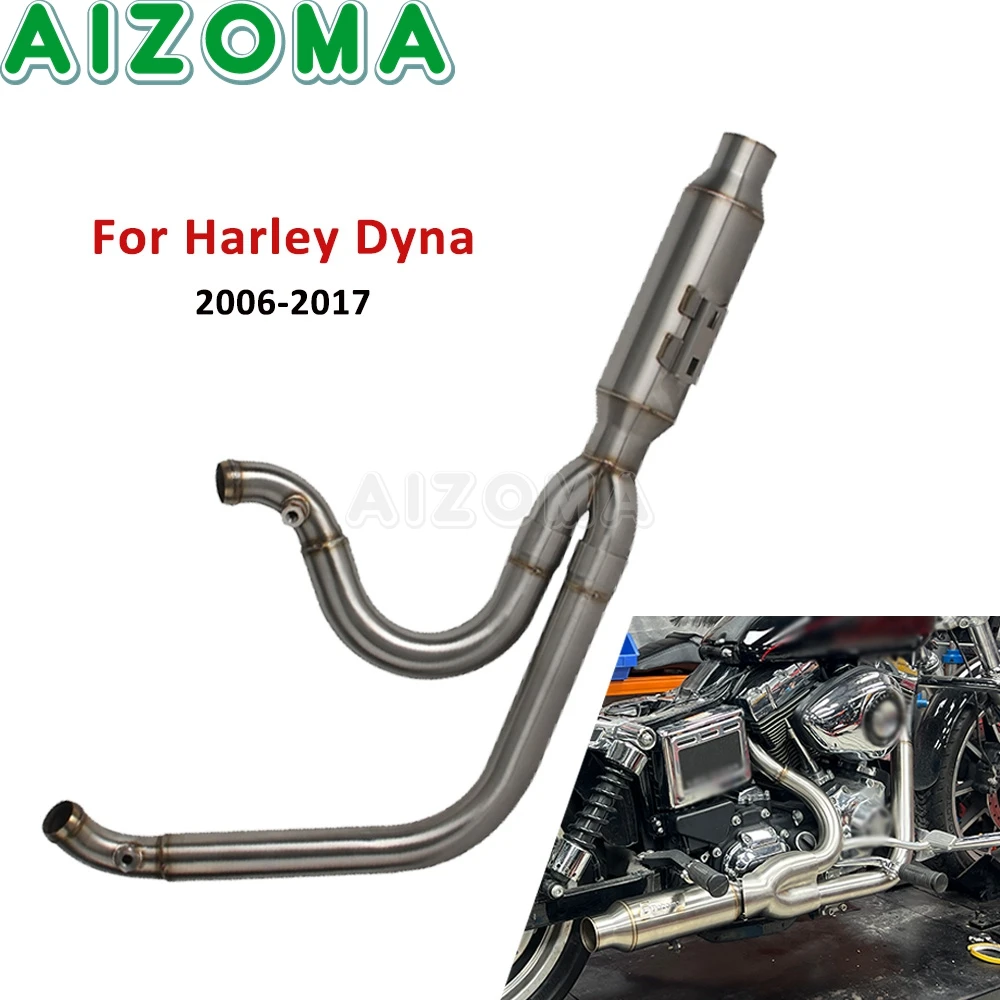 

Motorcycle Steel Mufflers Tube 2 in 1 Full System Exhaust Pipe For Harley Dyna Fat Bob FXDF Low Rider S FXDL FXDLS FXDLI 2006-17