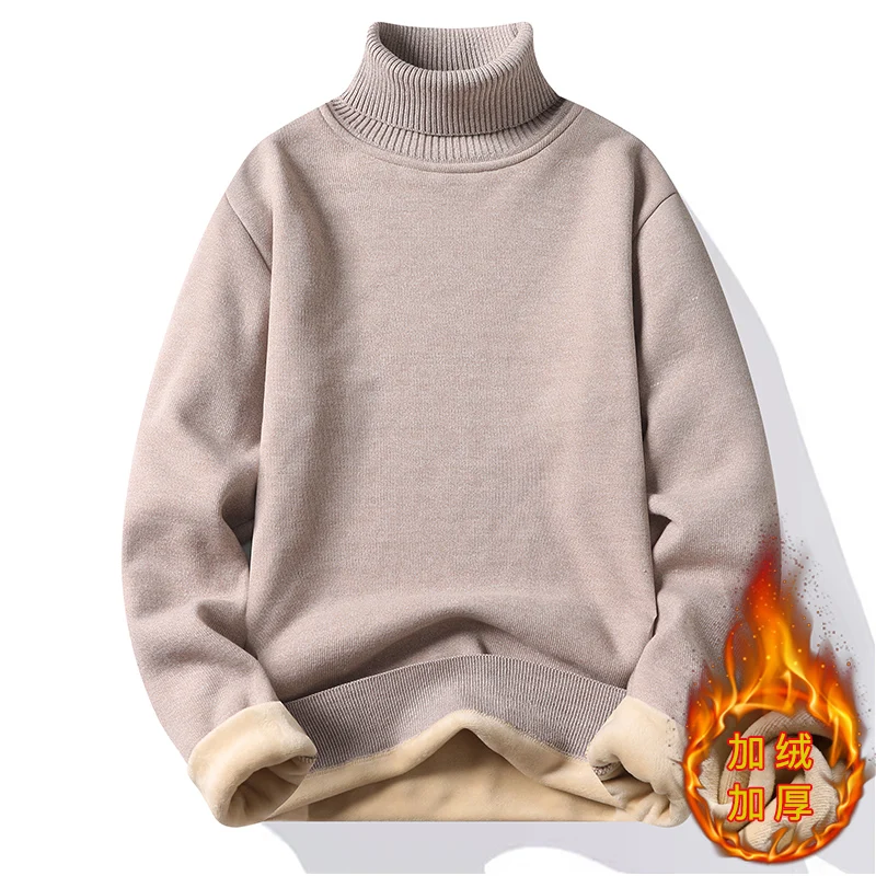 Men's Fleece Thicker Sweater Turtleneck Warm Pullover High Quality Male Slim Knitted Wool Sweaters For Winter Plus Size 4XL