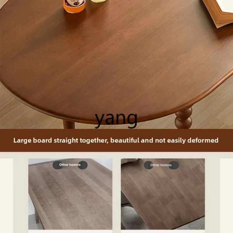 

LMM French all-solid wood dining table side cabinet integrated folding household oval retractable dining table