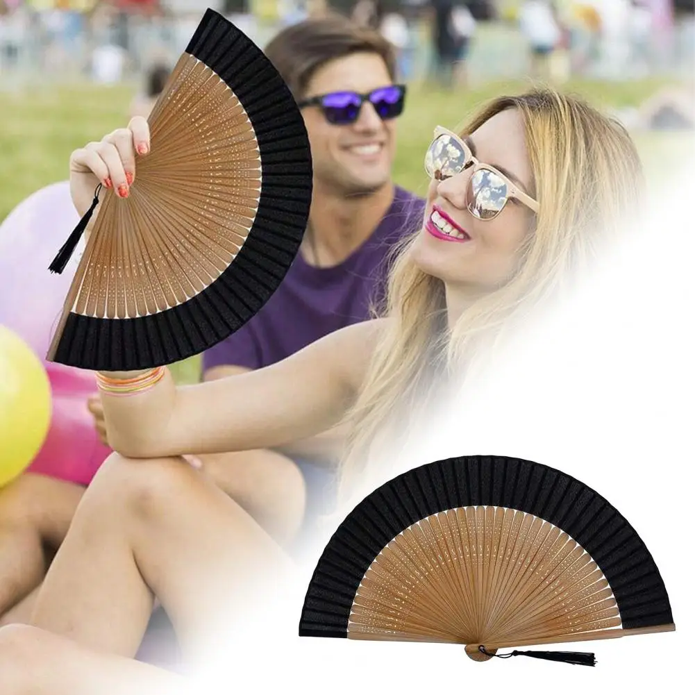 Lightweight Handheld Fan Traditional Chinese Style Fan Chinese Style Folding Fan with Tassel Bamboo Ribs Handheld for Dance