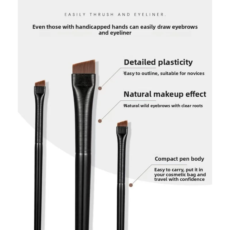 205-メイクアップツールセット：ソフトブリッスルブレードブラシ、アングルフラットアイブロウブラシ、超薄型極細ブレードアイライナーブラシ