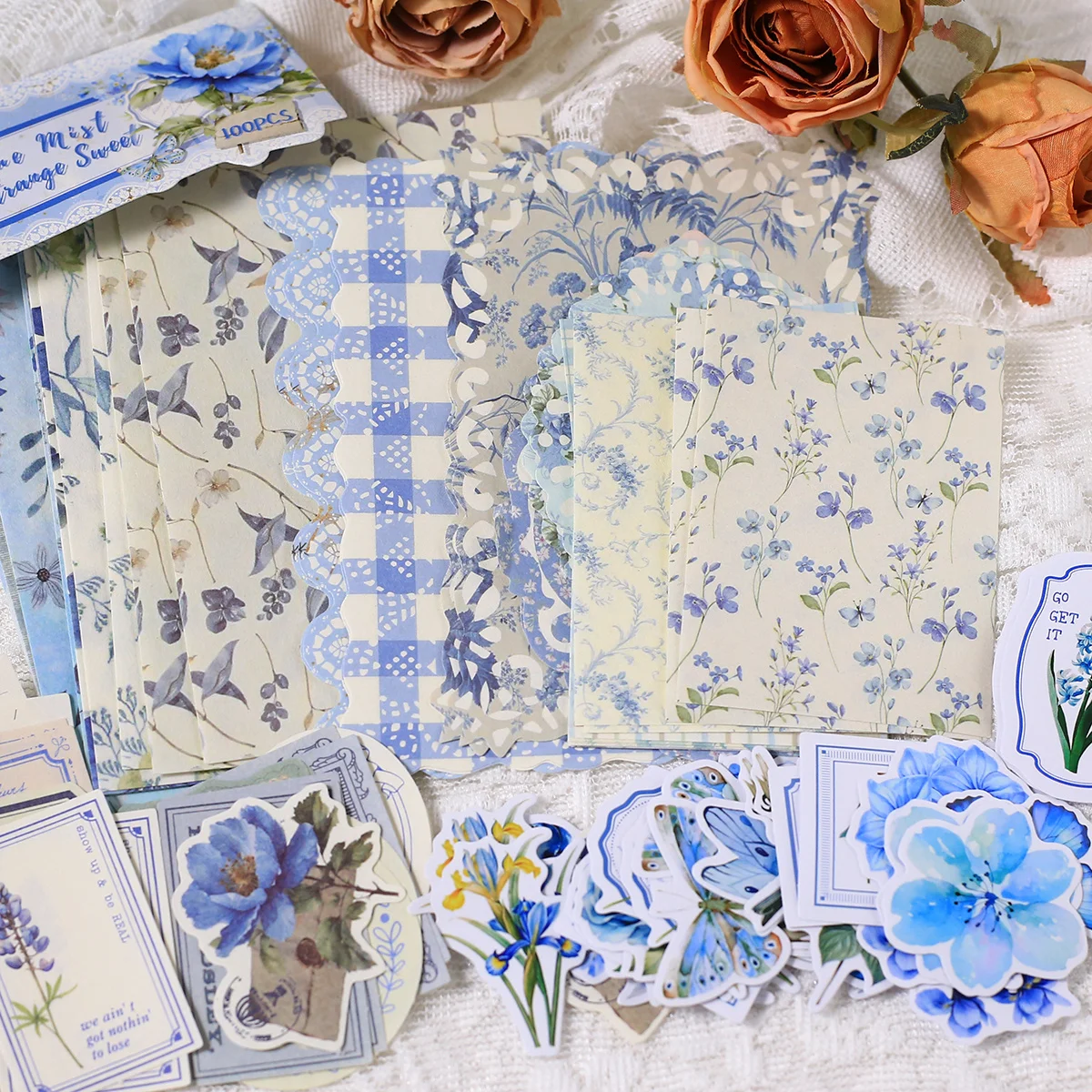 100 قطعة ورق سكرابوكينغ خمر ملصقات ذاتية اللصق Crafts بها بنفسك الحرف الديكور مجلة الزينة مادة الورق #5