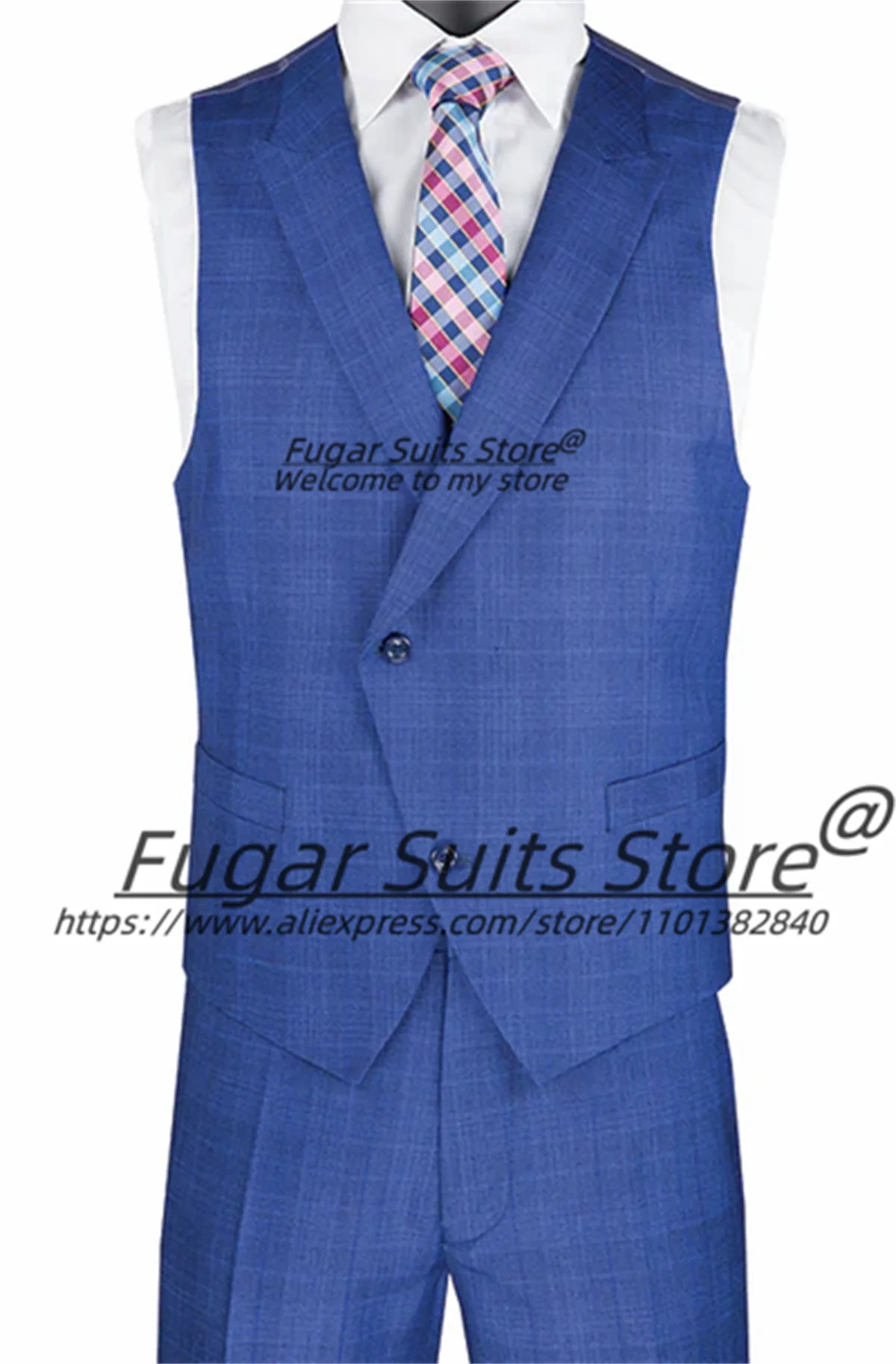 Classic Plaid Men Suits Male Business Blazers Customized Slim Fit Peak Lapel Groom Wedding Tuxedos 3 PCS Sets trajes para hombre