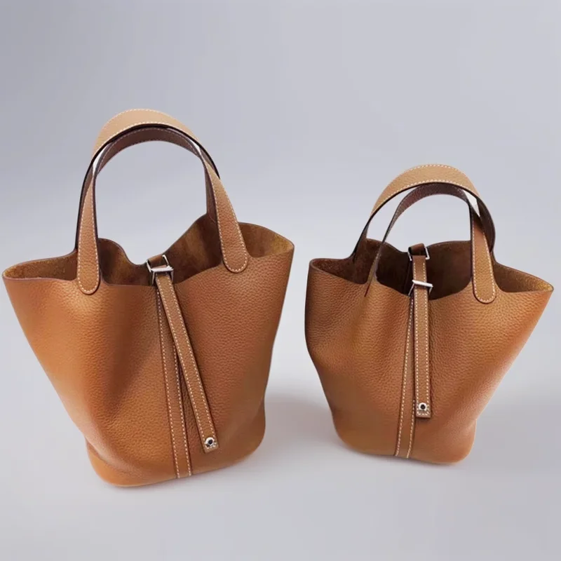 

Women's Genuine Leather Bucket Bag Fashion Tote Handbags 2024 Large Capacity Shoulder Bag Vintage Classic Casual Lady Purse