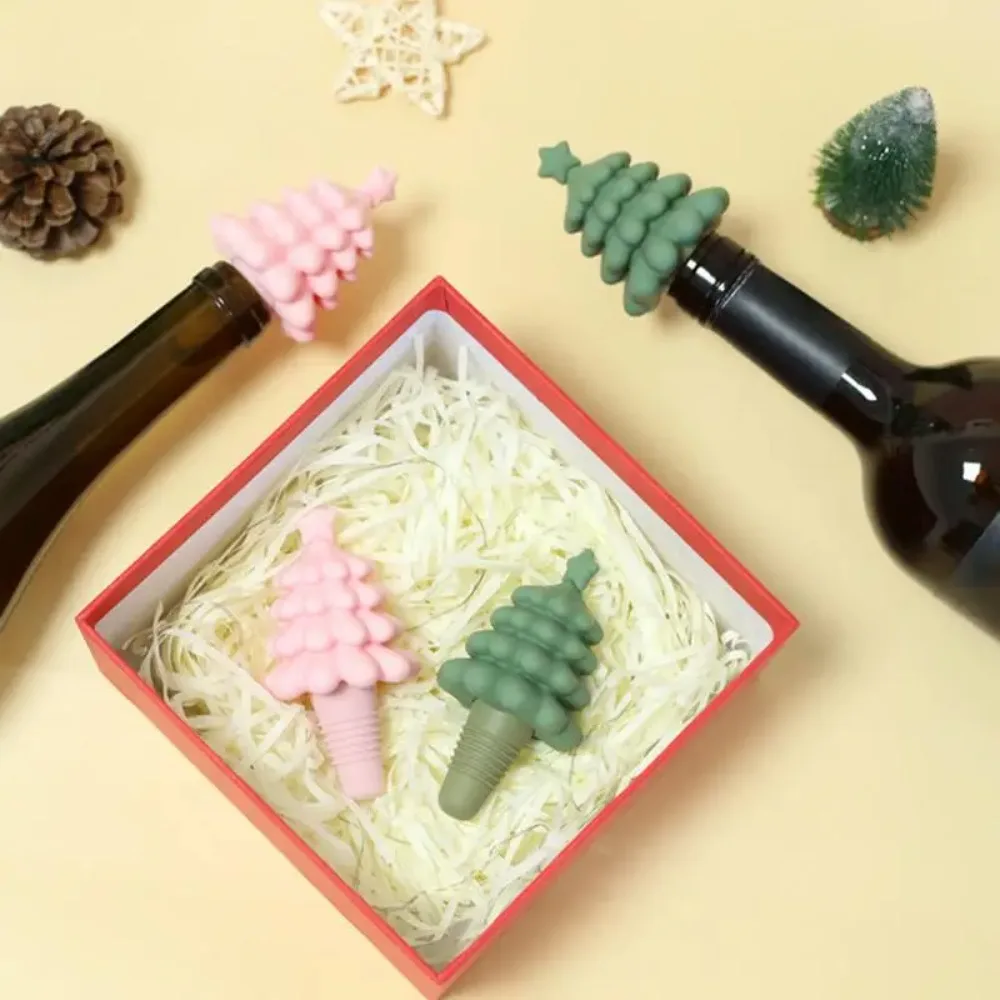 

Christmas Tree Bottle Stopper Reusable Silicone Wine Stopper Christmas Champagne Stoppers Wine Beverage Bottles Stoppers