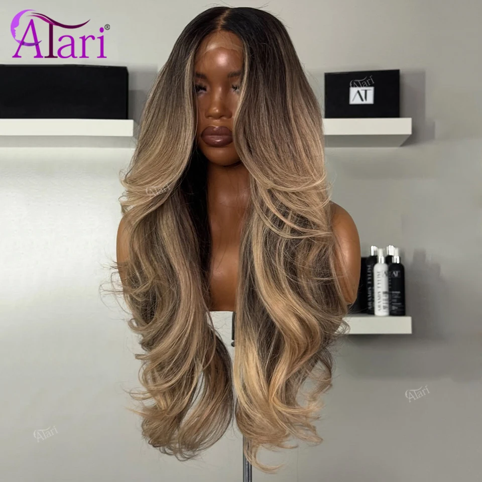 Braune aschgraue 13x4 Lace Front Body Wave brasilianische Perücke transparente Highlight Blonde 13x6 Lace Frontal Echthaar Perücken Pre Pluck – Detail 2