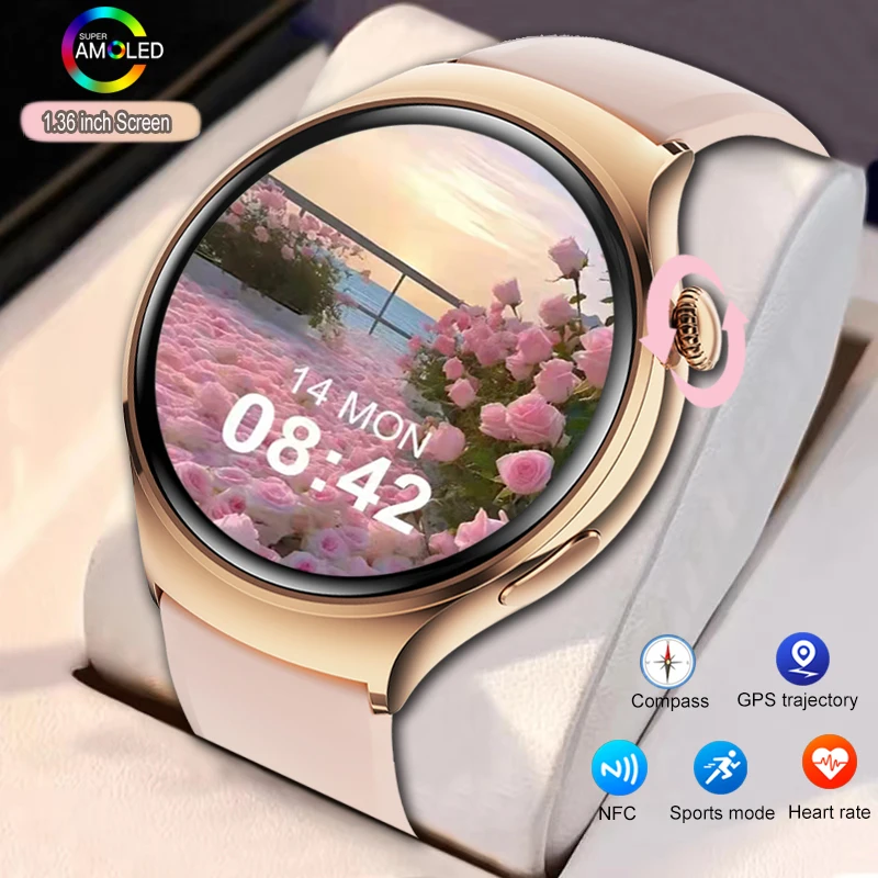 Per Huawie 4 Pro Smart Watch Donna Orologio 4 AMOLED HD Schermo Chiamata Bluetooth GPS NFC Frequenza
