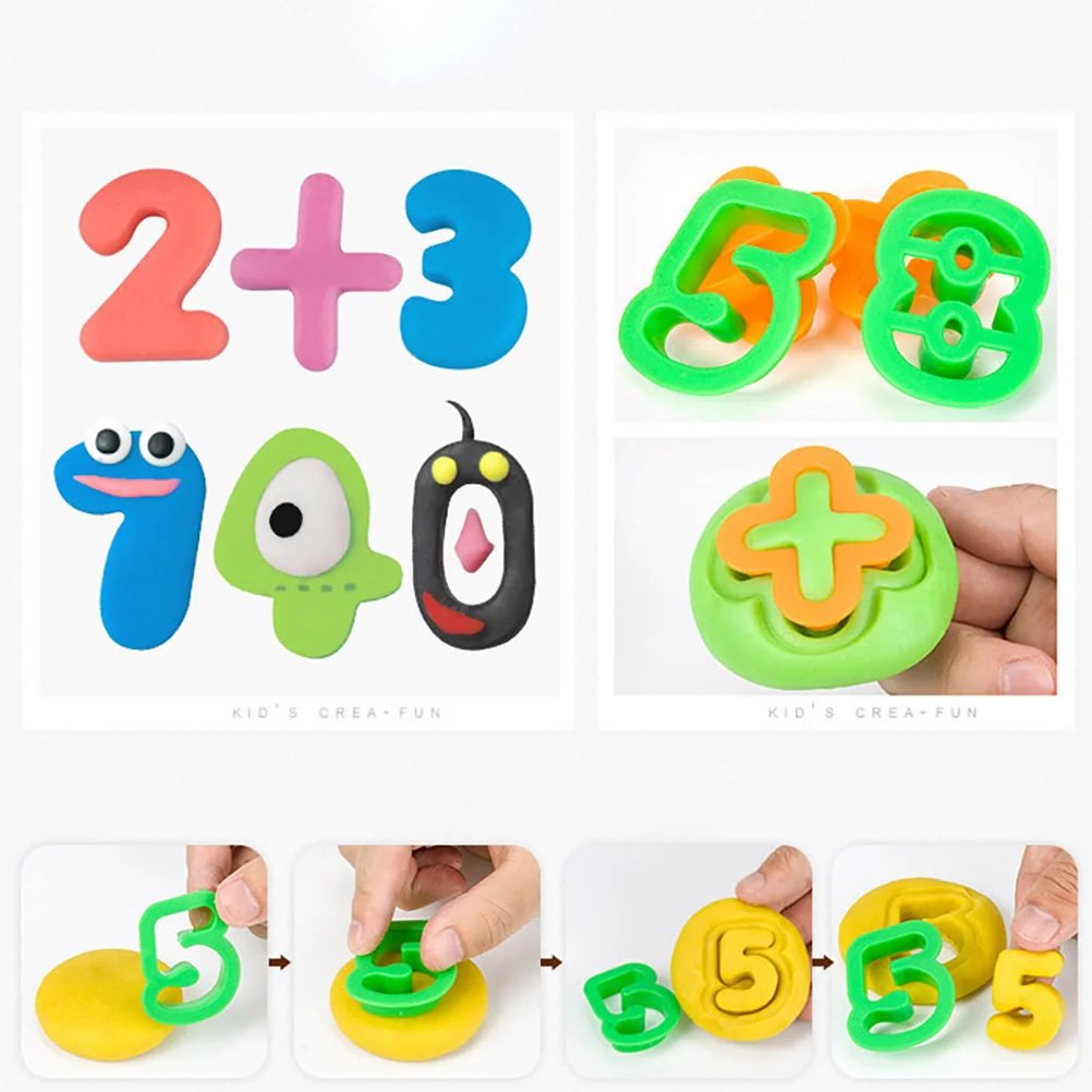 47-teiliges farbiges Tonform-Set für Kinder, DIY-Schneidwerkzeuge mit Buchstaben- und Zahlenstempel, mehrfarbiges Modellierset für frühes Lernen