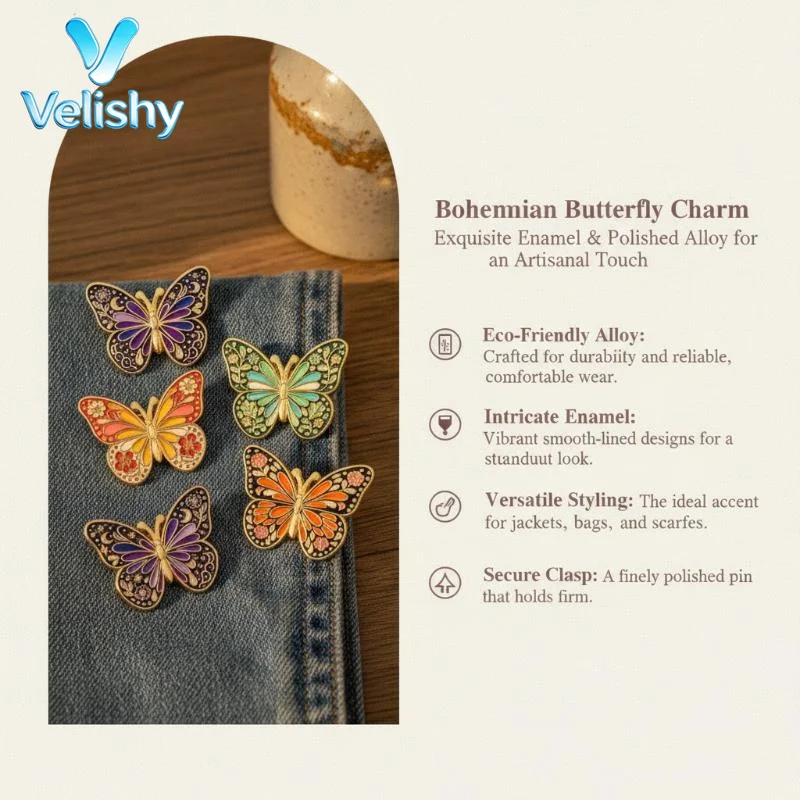 【！】1/5Pcs Moon Star Pattern Brooch Vintage Floral Butterfly Enamel Pin Set For Coat Collar Lapel Pins Metal Badges Jewelry Gift