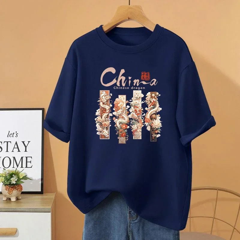 

Summer Women Clothing Letter Printed T-shirt Vintage Harajuku Short Sleeve Top Tee Loose Casual Basics O-neck Pullovers