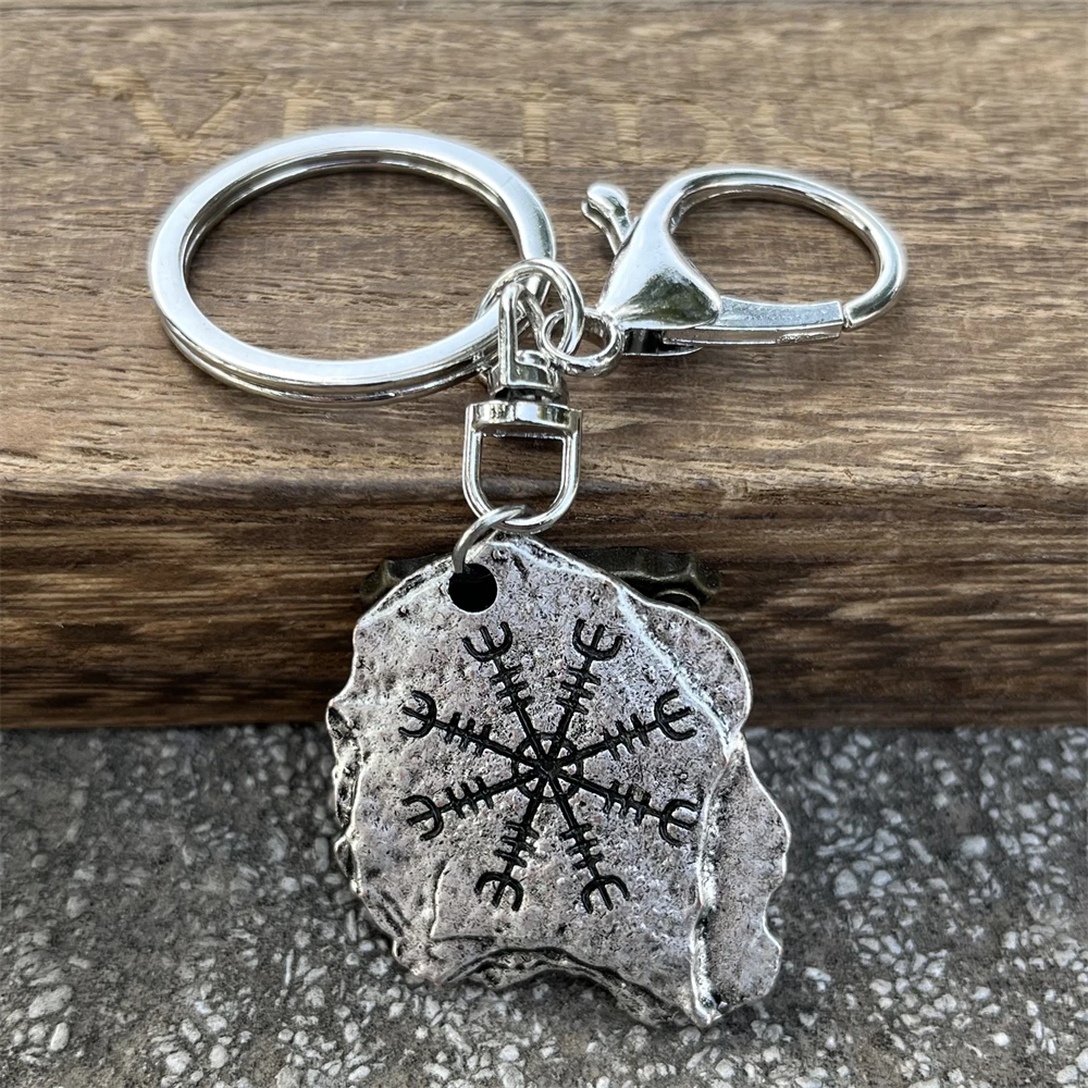 

Nostalgia Norse Aegishjalmr Helm Of Awe Symbol Medieval Viking Keychain Runes Amulet Scandinavian Key Chains