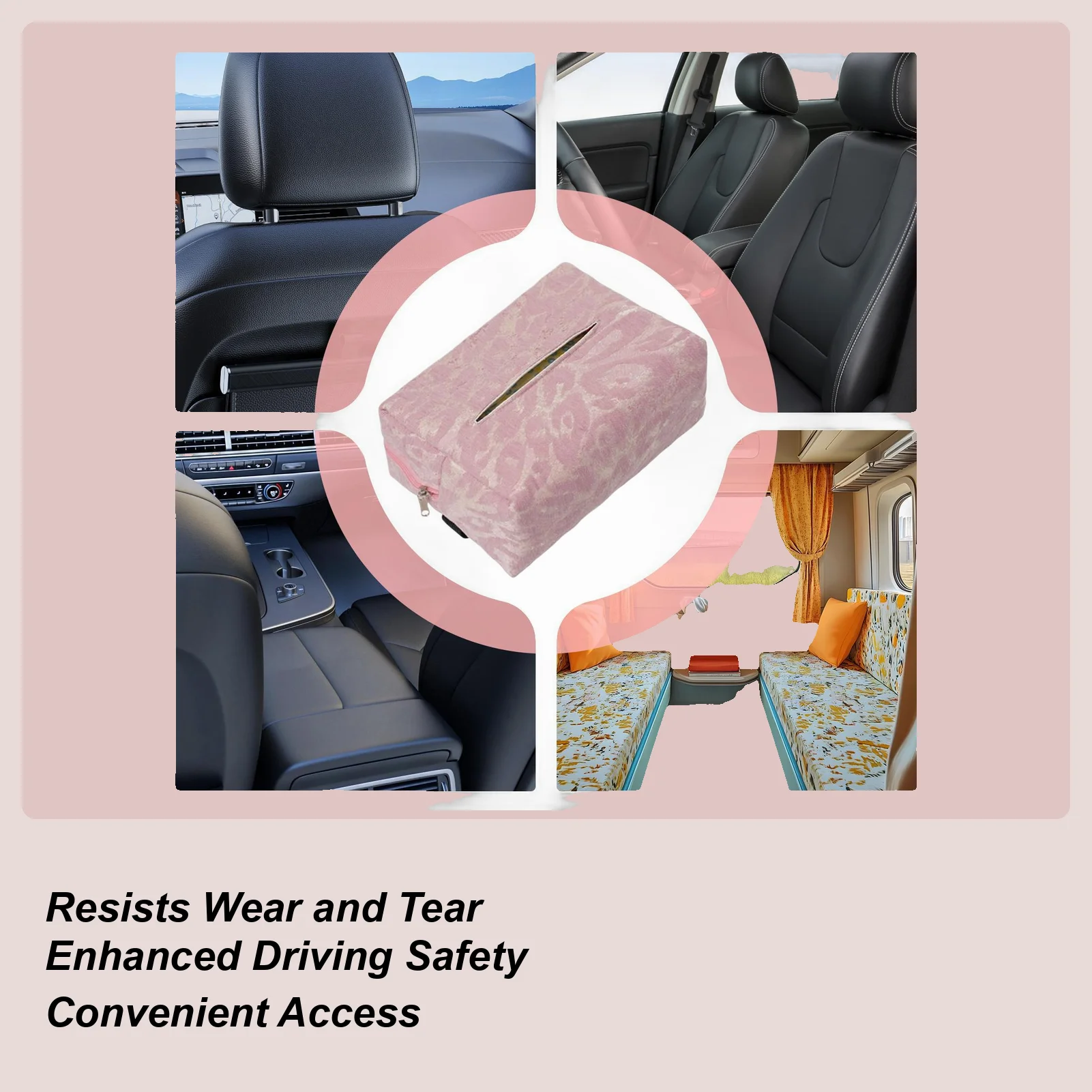 

Car Tissue Box Leopard Print Zipper Pouch Tissue Box Holder For Car Organization For Auto Truck SUV Sedan Backseat Headrest