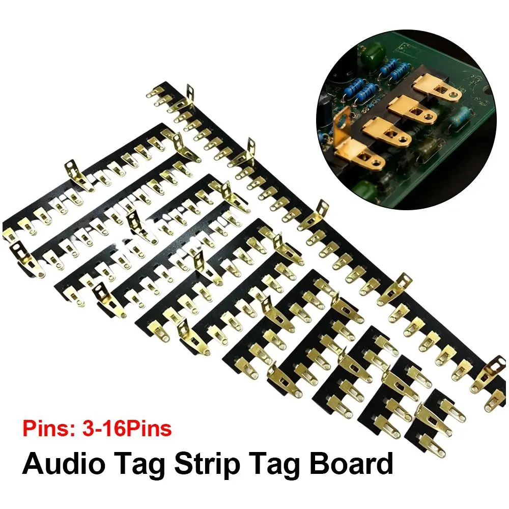 1Pcs 3-16Pins Audio Tag Strip Board G10 FR4 Bakelite 11mm Width Gold Plated Tag Strip 1.5mm Thickness 0.5mm Copper Sheet