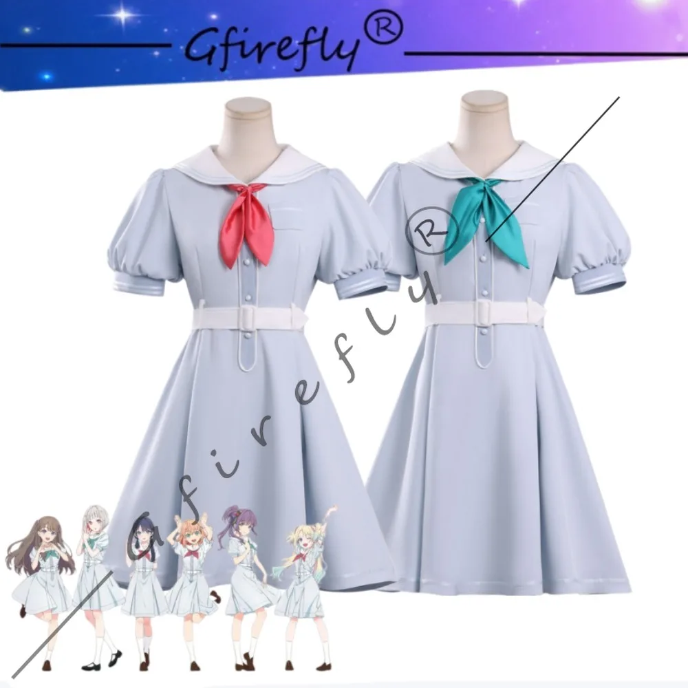 

LoveLive Hasunosora Summer Light Blue JK Uniform Dress Cosplay Costume Breathable Full Women Anime Halloween Comic Con Outfit