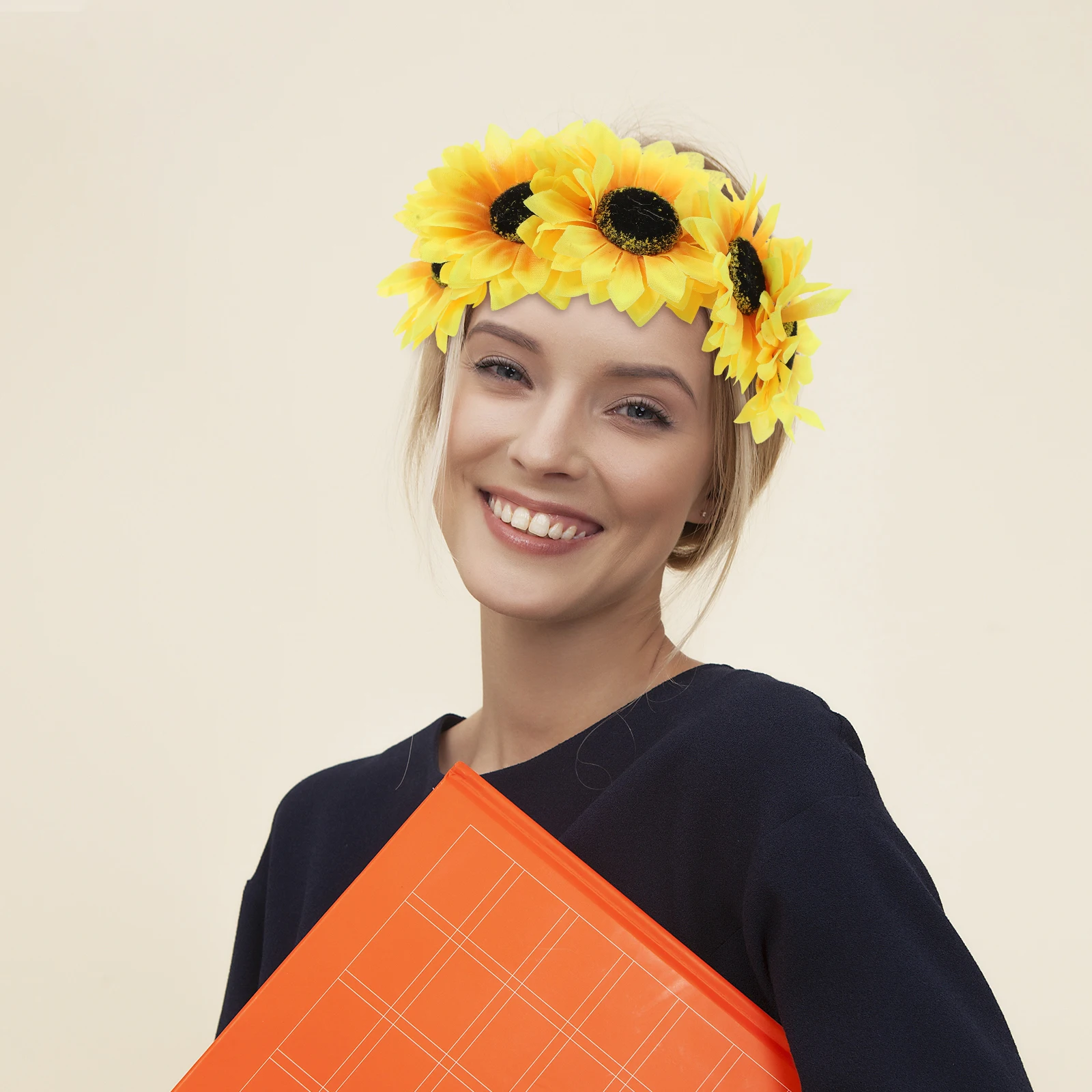 

Sunflower Design Headband For Women Fashion Stylish Headwrap Hairband Creative Bright Yellow Hair Accessory Stretchy Makeup Anti