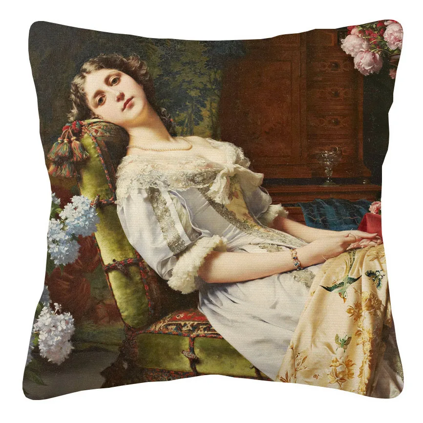 European Victorian Royal Court Ladies Women Cushion Cover Pillow Case view 4