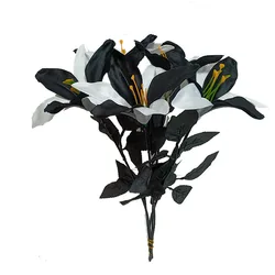 Halloween Decoration Black Red Lily Fake Flower Simulated White Flowers Gothic Home Decors Mexican Day Of The Dead Ornament