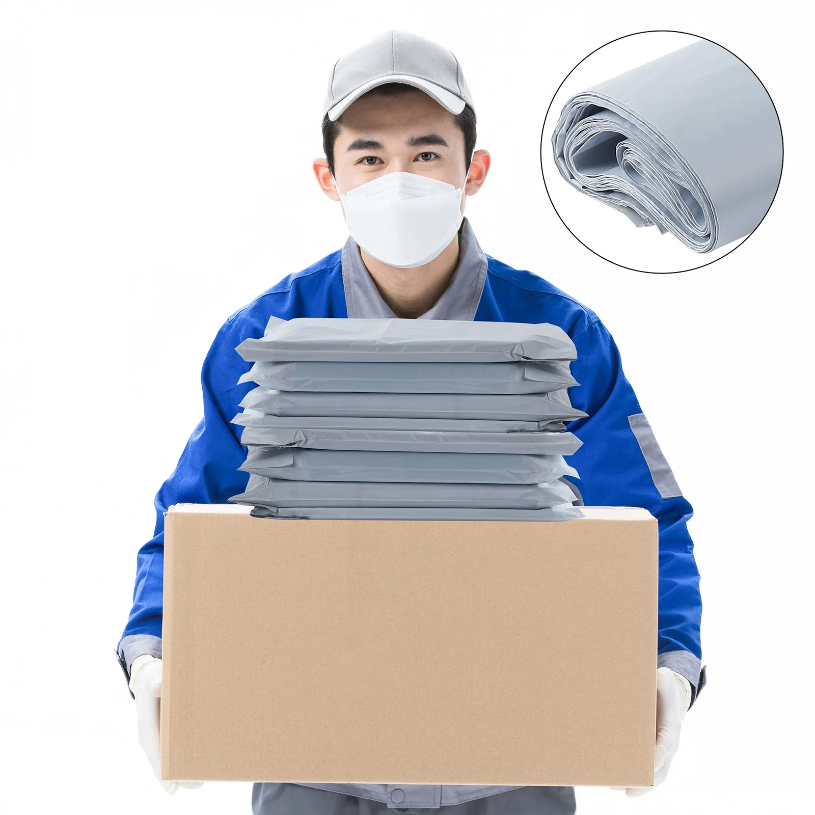 أكياس الشحن كامد البولي ايثيلين البلاستيك السريع المغلف تخزين أكياس بريد اللون الأبيض ذاتية اللصق ختم حقيبة البريد #4