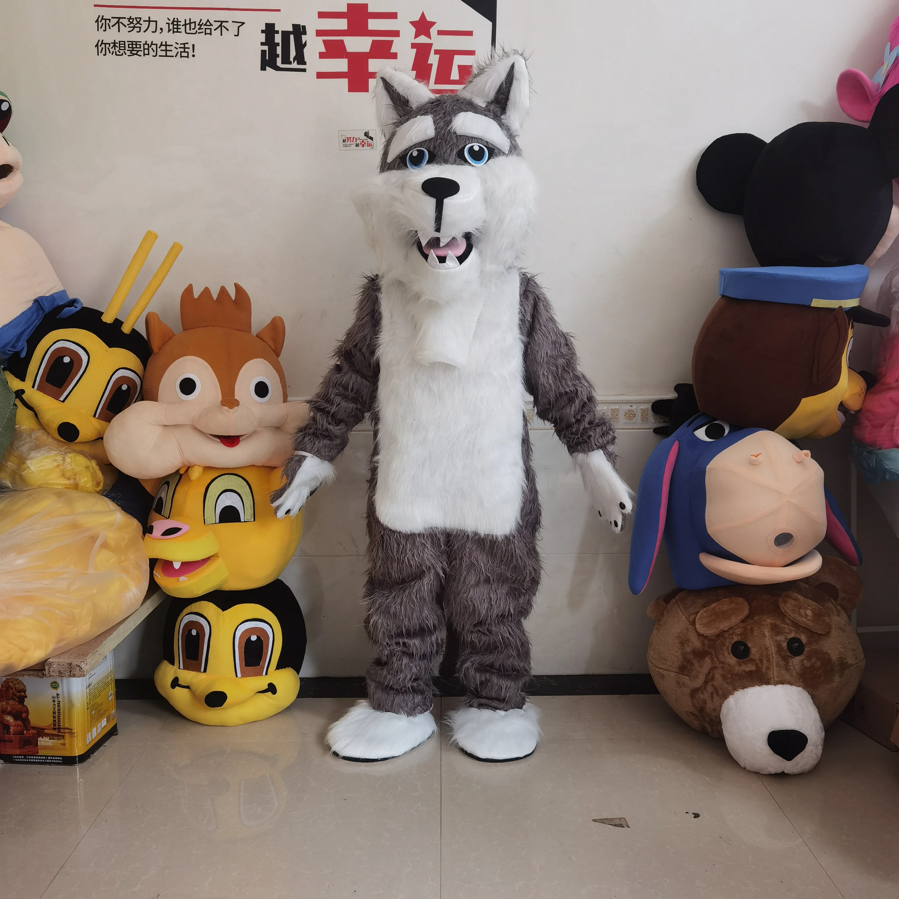 Cosplay grey wolf husky dog wolf mascot costume fox anime cartoon doll halloween carnival performance costume suit