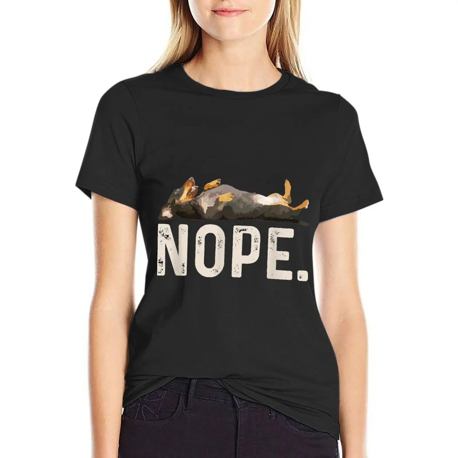 Nope Lazy Dachshund T-Shirt vintage funny plain blanks white t-shirt dress for Women sexy