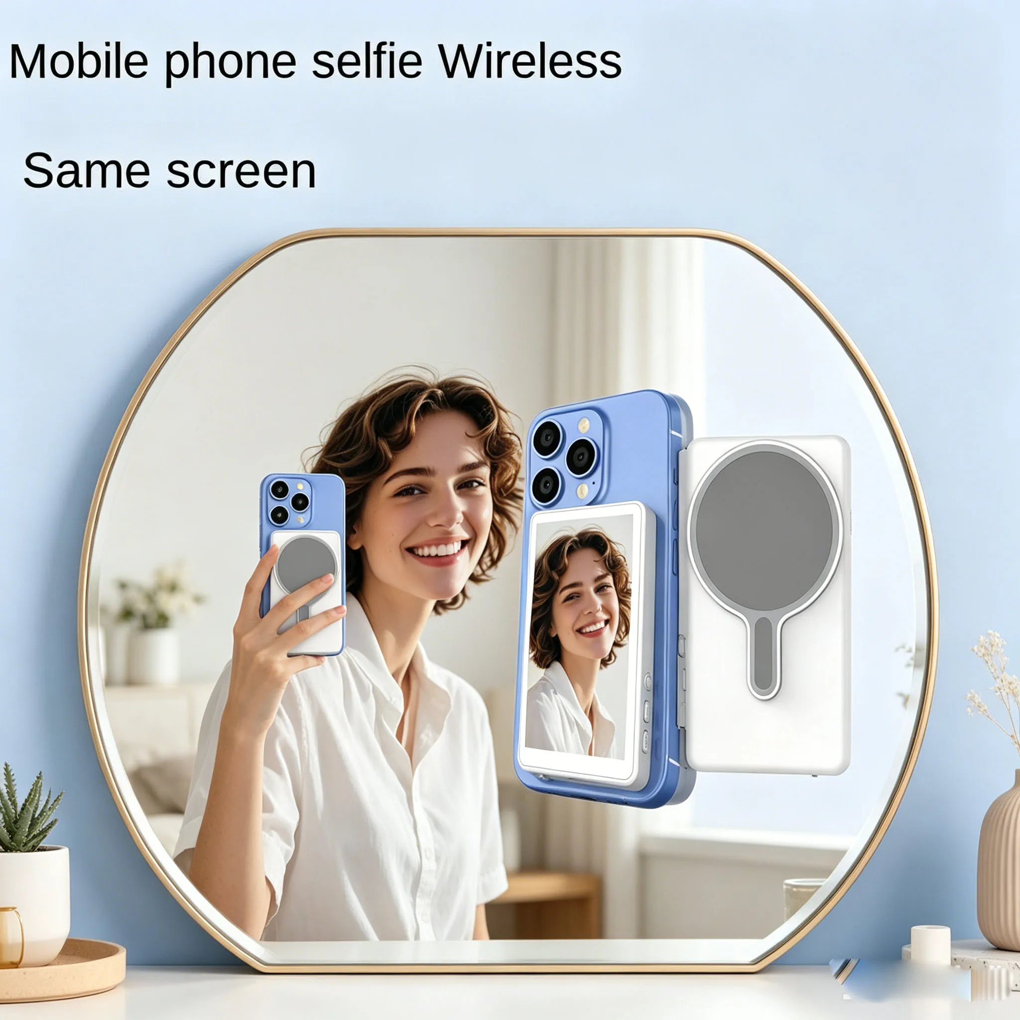 

Magnetic Cell Phone Vlog Self Timer Monitor Screen Using Rear Camera Monitor For Live Streaming Creating Content Self-Timer