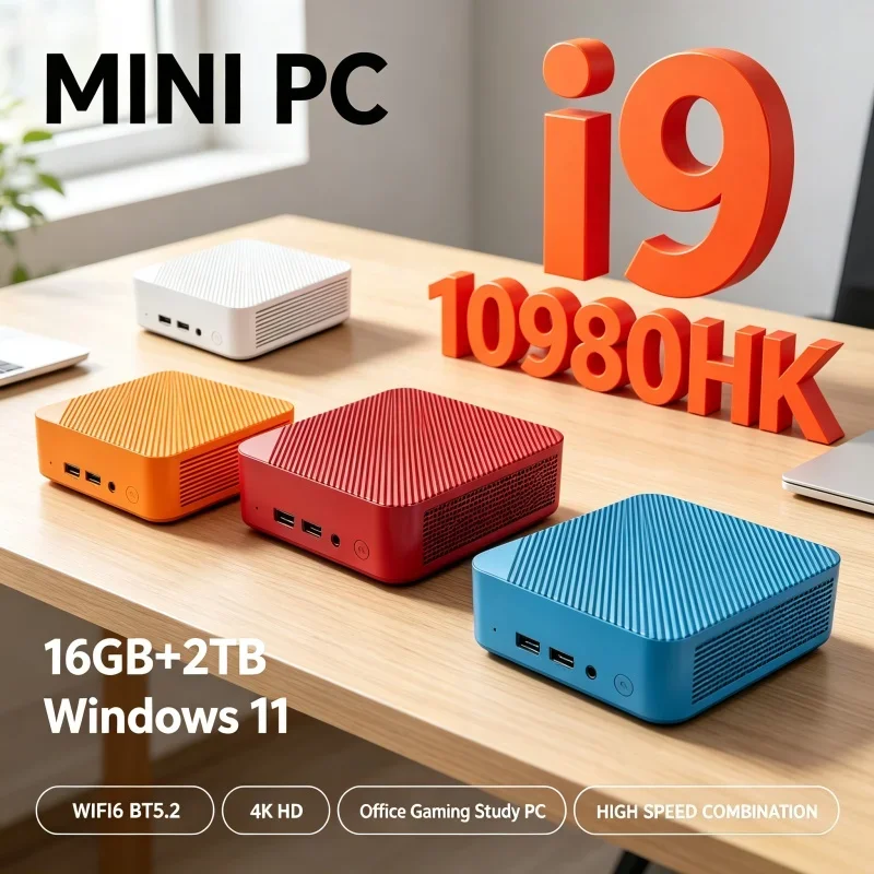 Small Size Mini Desktop PC Intel Core I9‑10980HK 16GB RAM 1‑2TB SSD Windows11 WiFi6 BT5.2 PC Host For Home Office Work Daily Use