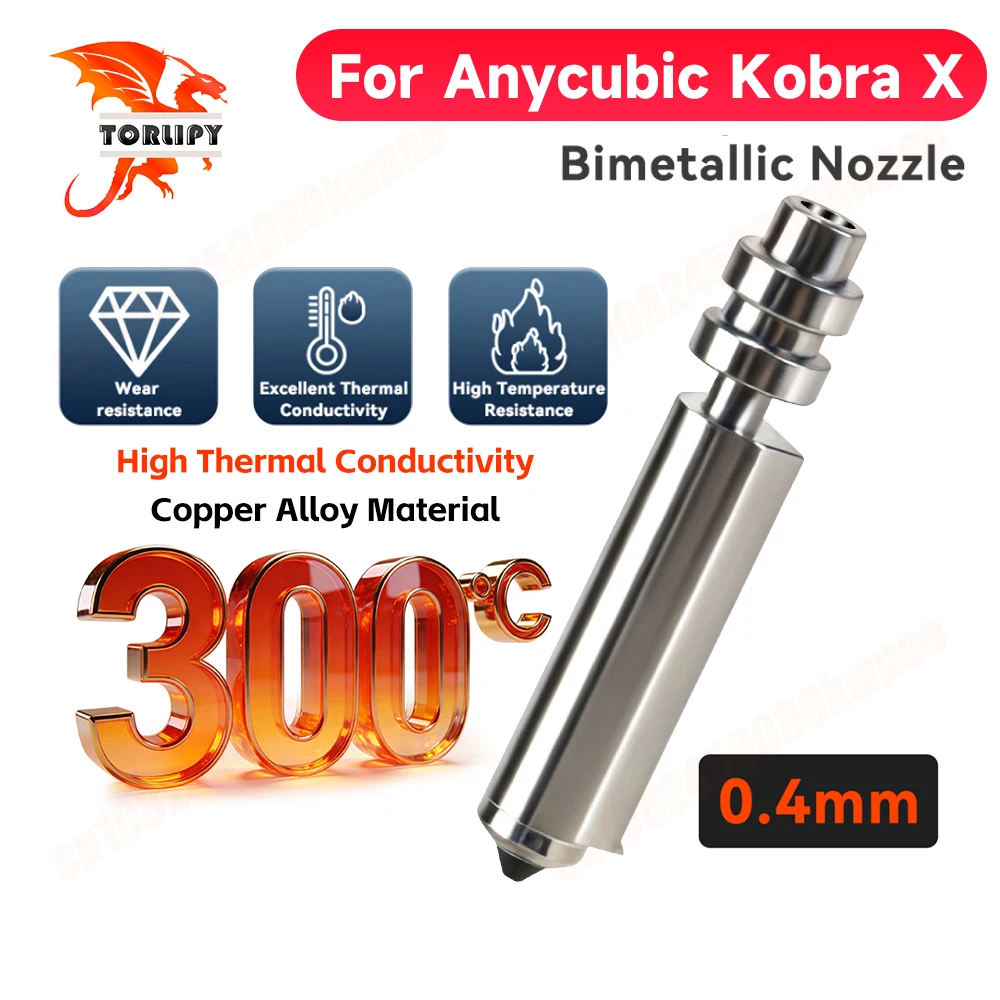 

Сопла для Anycubic Kobra X, быстросменные, из закаленной стали, 0,4 мм, выдерживают температуру до 300°C ° Сопла для хотэнда, аксессуары для 3D-принтеров