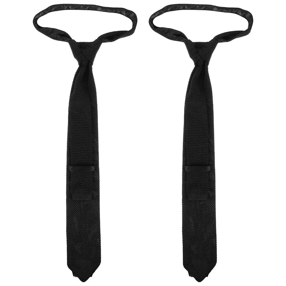 

2Pcs Christmas Jacquard Knit Ties Black Soft Comfortable Elegant Necktie Mens Clip on Tie Festive Holiday Formal Womens Business