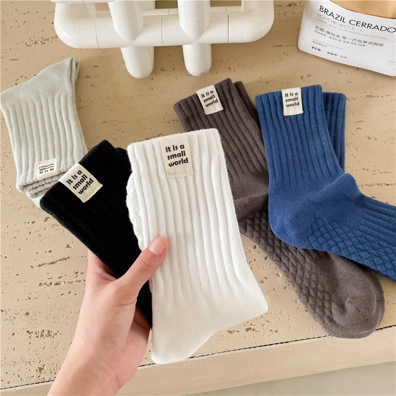 

Зимние и осенние фирменные мужские носки до середины икры в толстую полоску, простые спортивные носки для мужчин, повседневные хлопковые носки для мальчиков