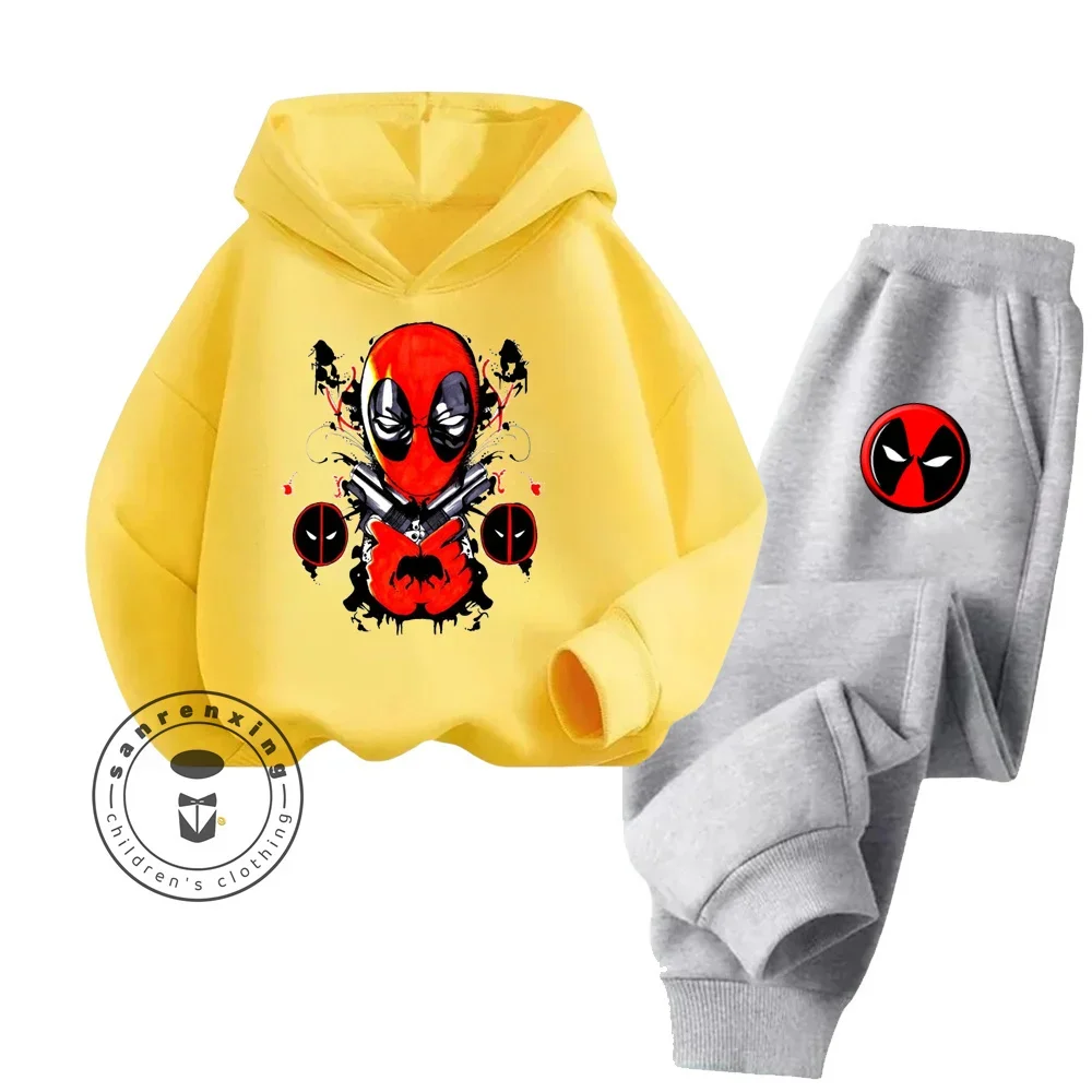 2024 New Cartoon Deadpool Cotton Boys Girls Teen Trendy Hoodie Spring Fall Hooded New Everyday Casual Street Fashion Tracksuit