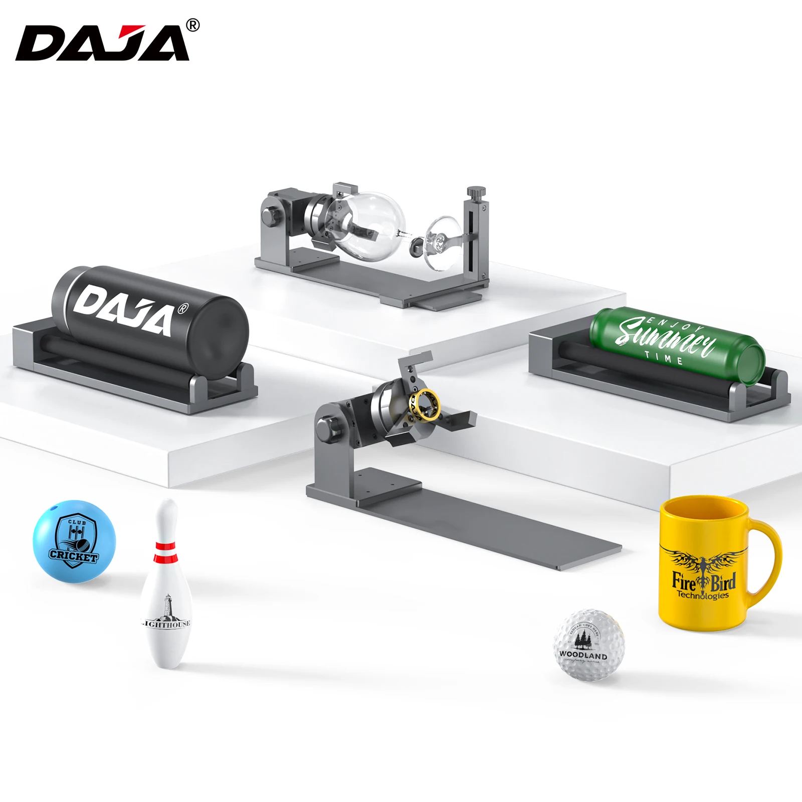 Daja-acessório de Eixo Rotativo para Laser de Fibra Máquina de Marcação Ferramenta Rotativa para Gravura Metálica Redonda 360