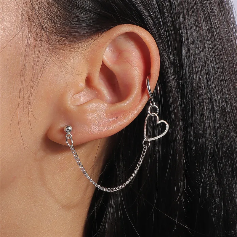 Aihua Neue Stylist Gold Farbe Mini Stern Herz Ohrringe Für Frauen Ohr Clips Ohrringe Kein Piercing Lange Ohr Manschette Schmuck Geschenke – Detail 9