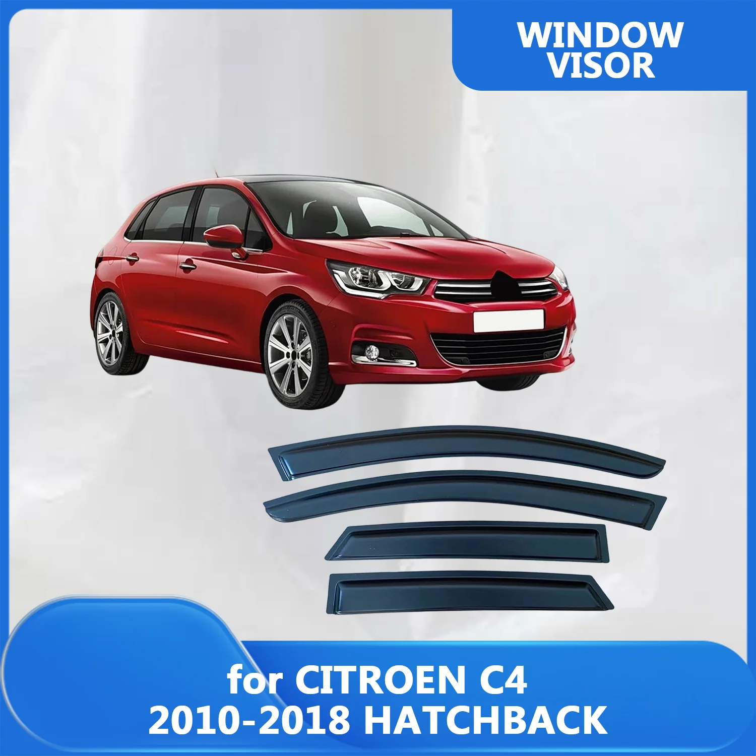 

Window Visor for Citroen C4 Hatchback 2010 2011 2012 2013 2014 2015 2016 2017 2018 Wind Deflectors Rain Guards Door Visor Vent
