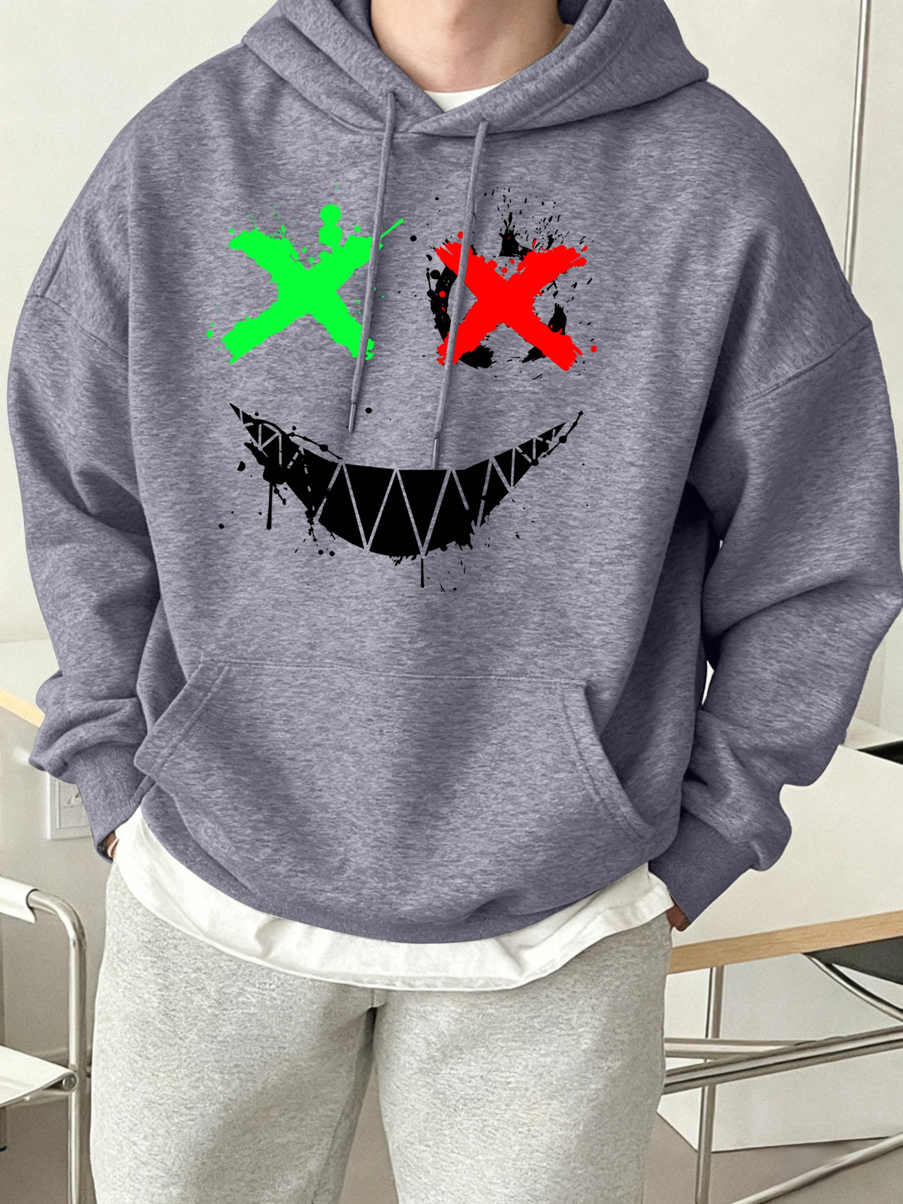 Stay Happy At All Times Pattern Mens Basic Pullover All-Match Commute Hoodie Fleece Loose Clothes Unisex Casual Soft Long Sleeve