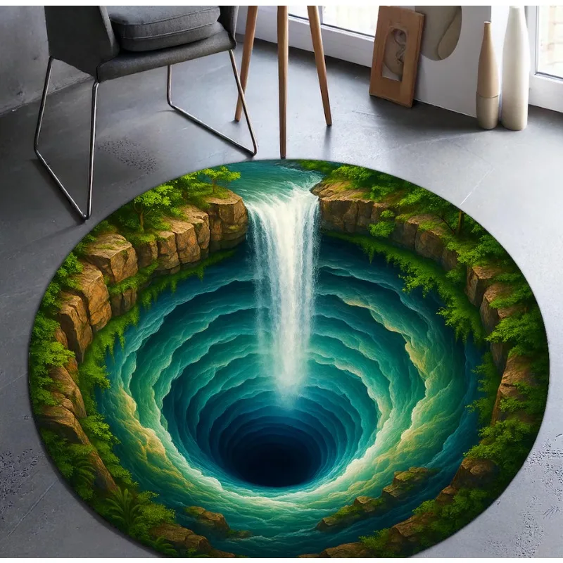 شلال دوامة حفرة المياه المطبوعة السجاد حفرة الحجر دوامة غرفة الديكور السجاد غرفة المعيشة وغرفة نوم الديكور لينة البساط