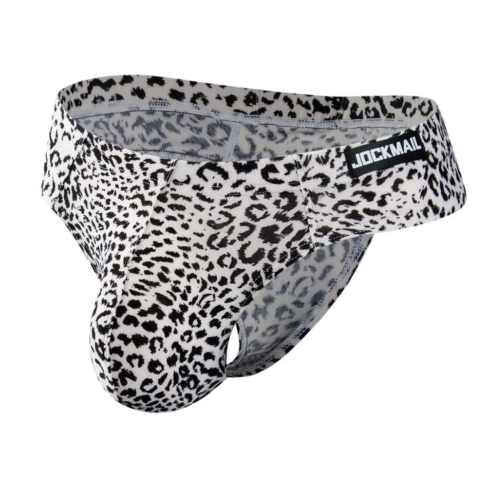 Jockmail Jockstrap Gay Underwear Men Bikini Briefs Sexy Male Panties Leopard Underpant Thong G-string Panties T Back Transparent