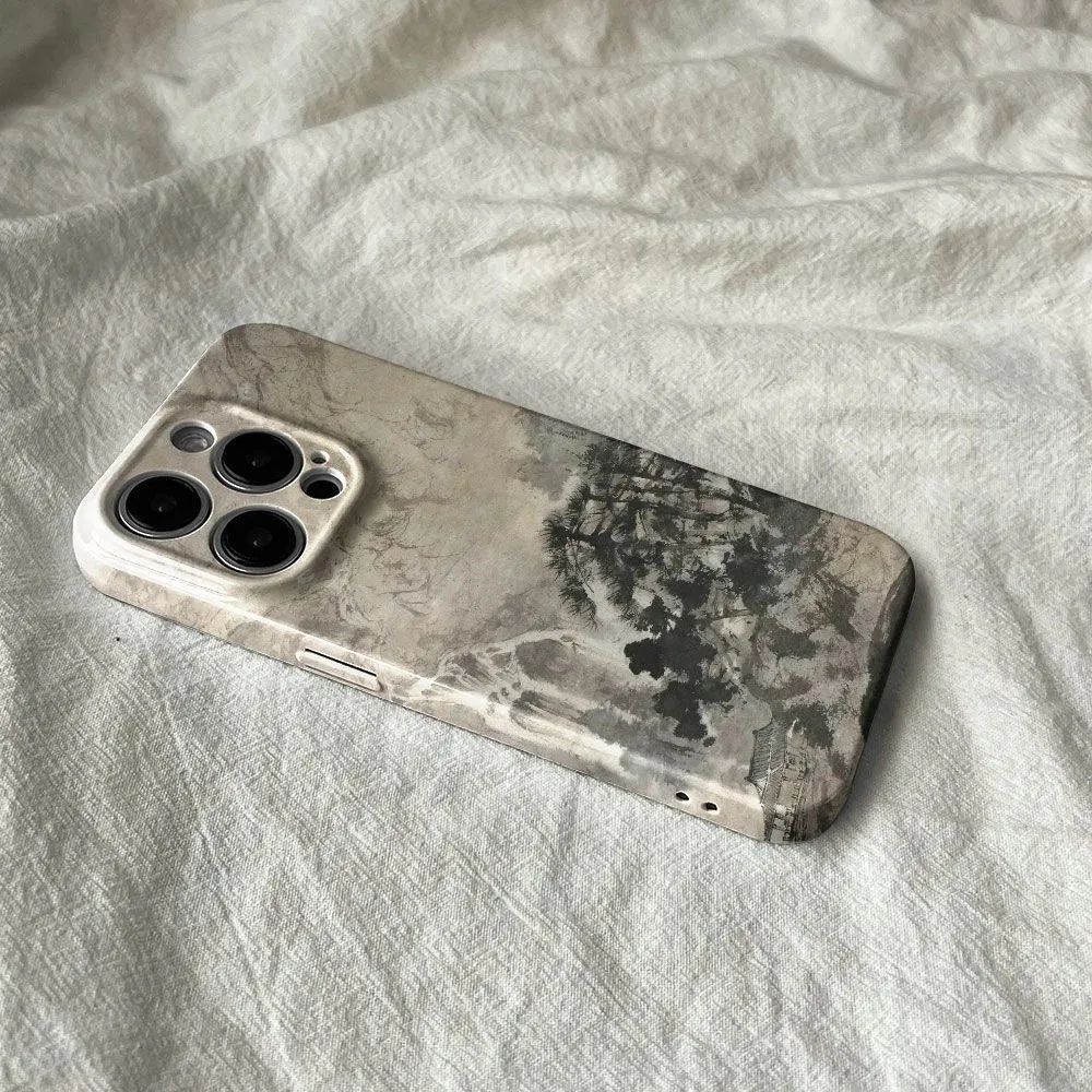 Chinese Style Ink Painting Glossy Film Hard Phone Case for Samsung Galaxy A37 A57 A17 A16 A56 A26 A36 A06 A55 A35 A15 A54 4G 5G