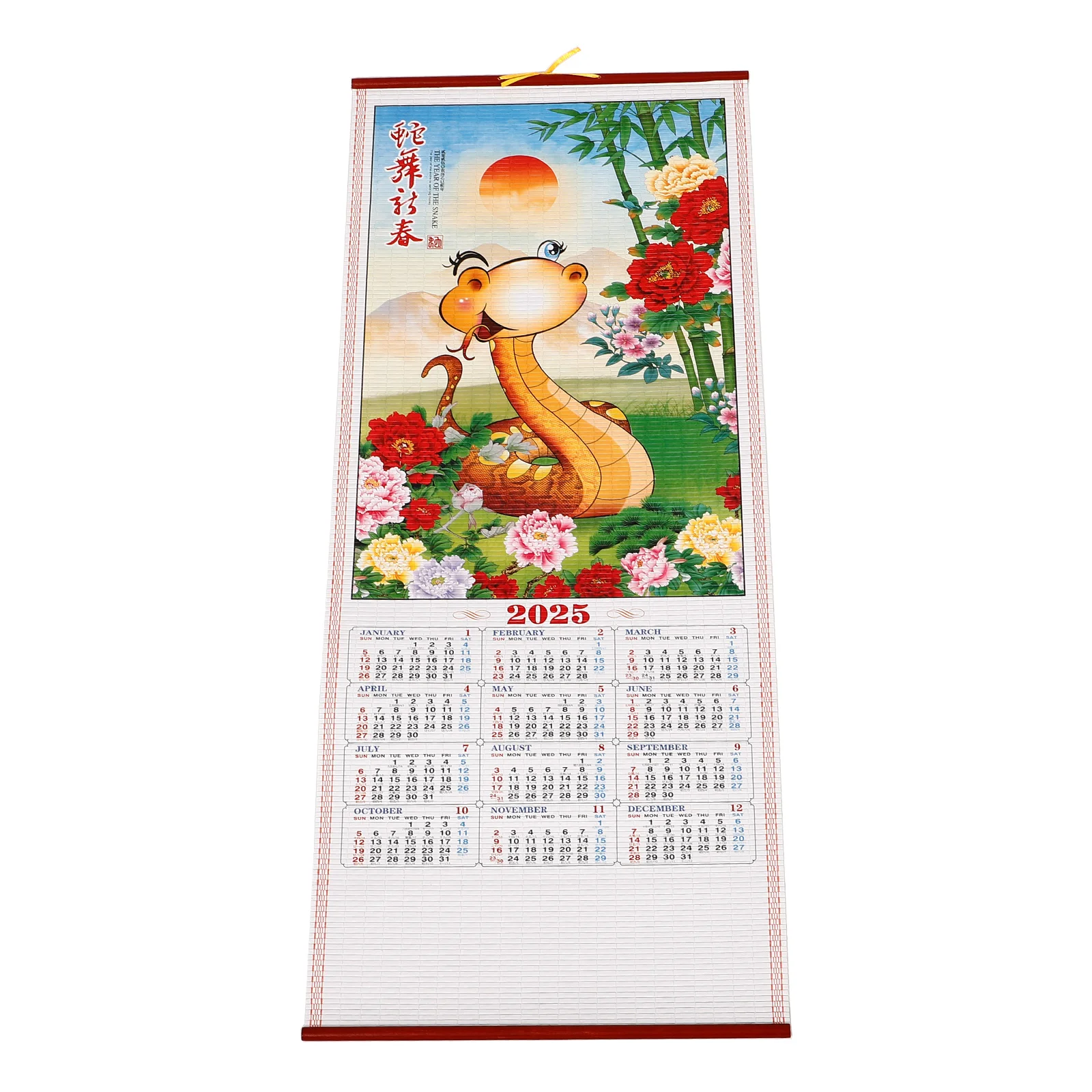 Calendrier Mensuel avec Grand Mur en Rotin et Zodiaque Chinois Traditionnel, Accessoire de Décoration de Salle et Bureau, Nouvel Arrivage de 2025