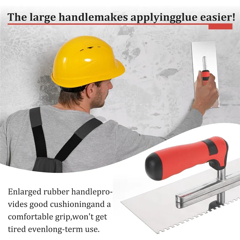 

A34R 4 Pcstile Tools Stainless Steel Square Notched Trowel Set Masonry Hand Kit For Wall Floor Tiling Installation