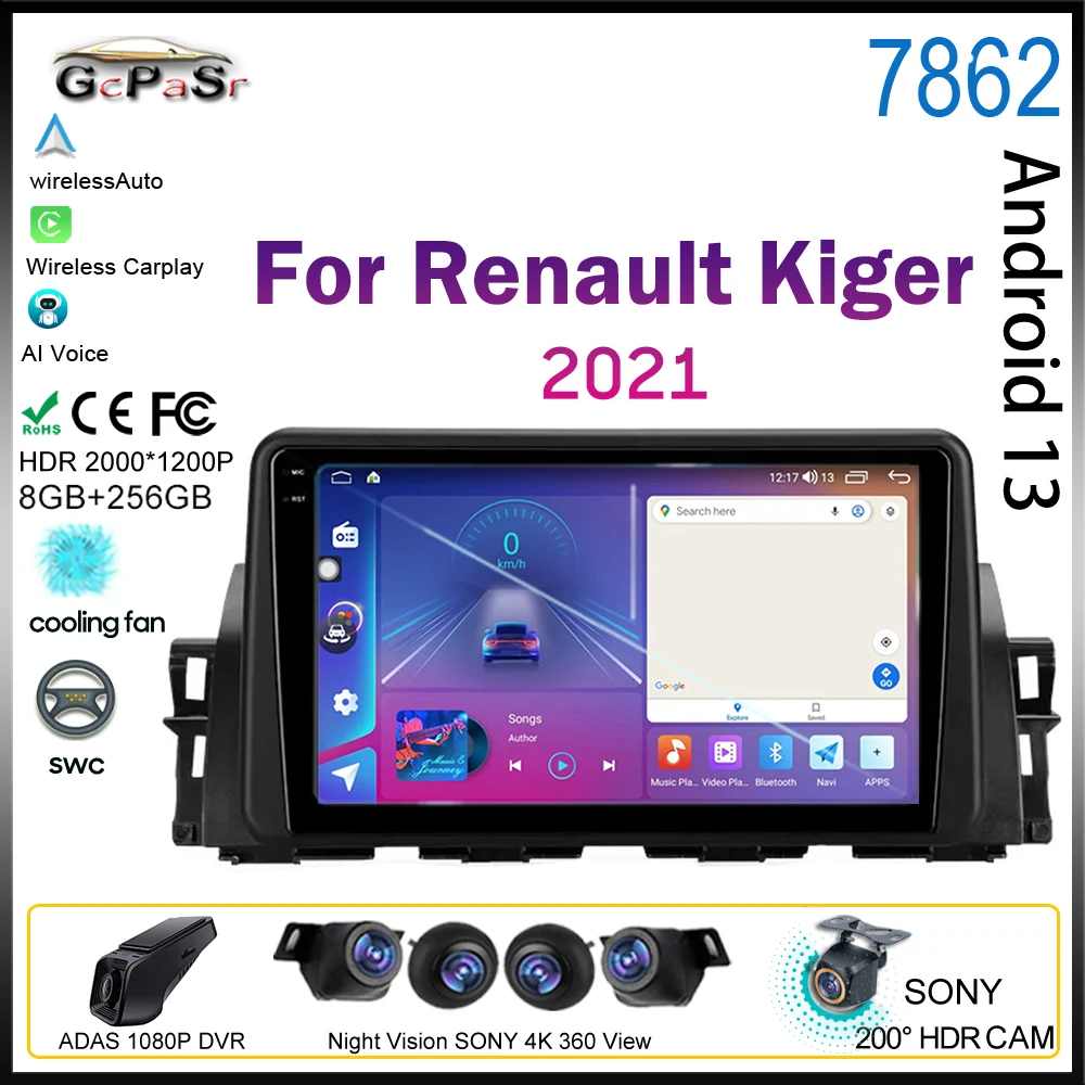 

Android 13 For Renault Kiger 2021 Car Radio Multimedia Video Player Navigation GPS Auto Carplay No 2din 2 din DVD Rear camera 5G