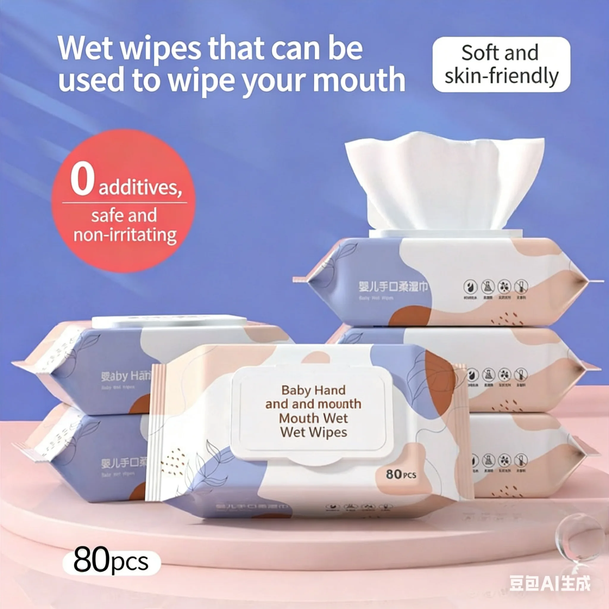 Baby Hand and Mouth Wet Wipes 80 Sheets, Unscented Hypoallergenic Soft Wet Wipes for Newborns,