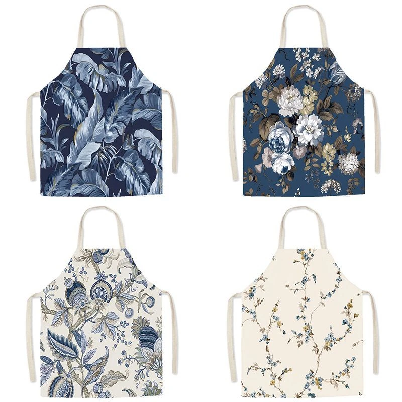 

Blue Vintage Fabric Apron Linen Home Decoration Men And Women Cooking Studio Hood