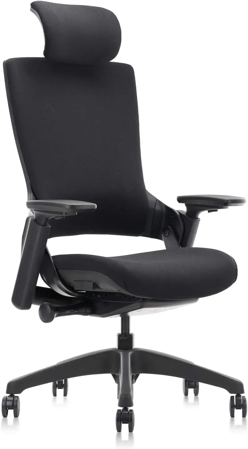 

CLATINA Ergonomic High Swivel Executive Chair with Adjustable Height Head 3D Arm Rest Lumbar Support and Upholstered Back