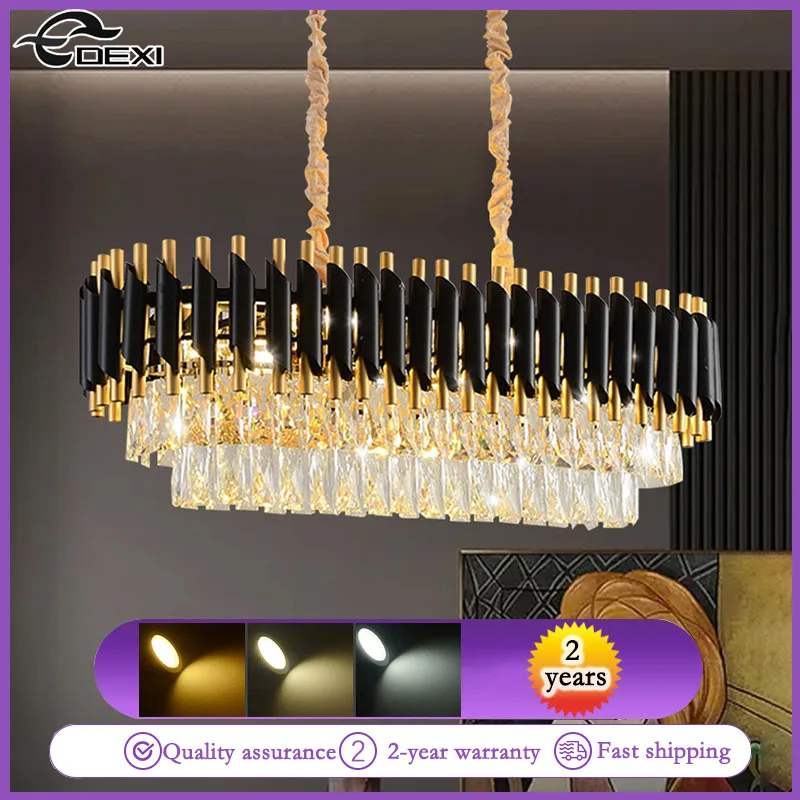 Modern Crystal Chandelier Bedroom Dining Hall E14 Crystals Lamp Living Room Villa Home Decoration Light Pendant Chain Adjustable