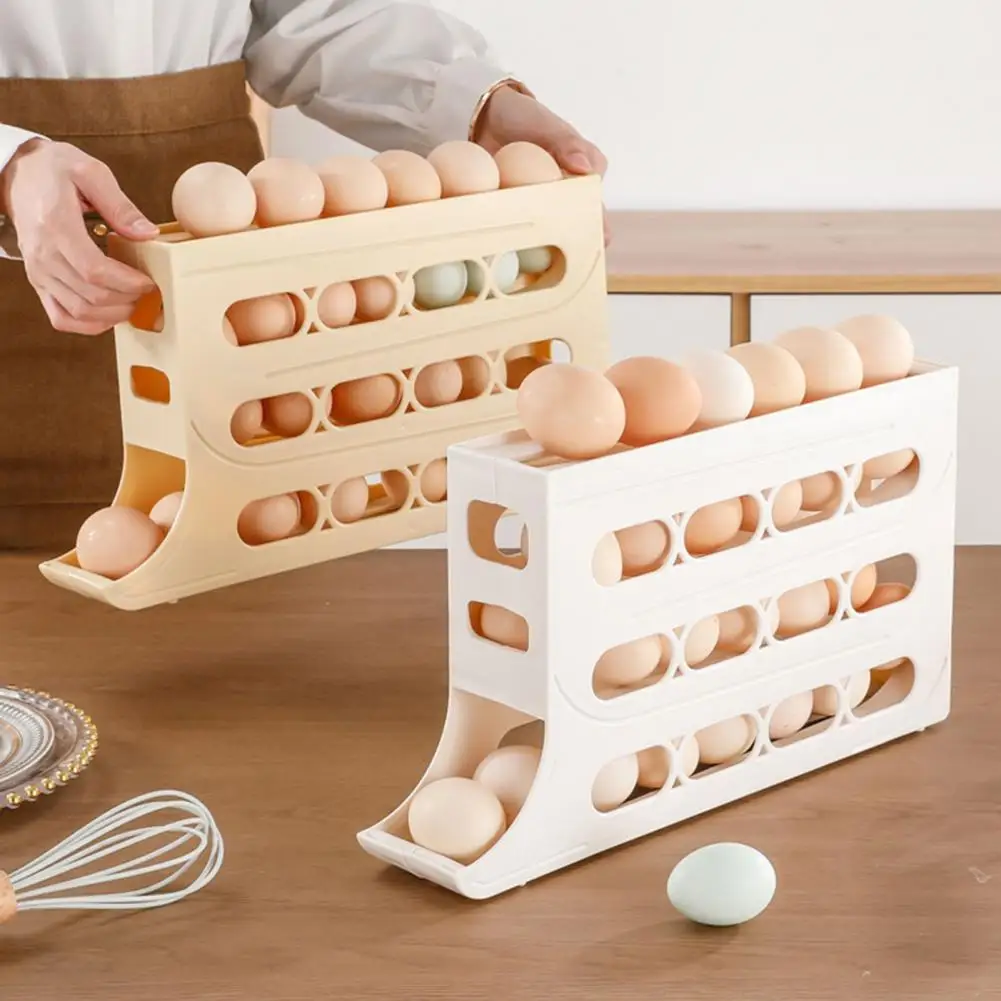 30 Egg Organizer Fridge Storage Box Rolling Refrigerator Side Door Egg Dispenser Carton Diner Restaurant Egg Holder 냉장고 계란틀