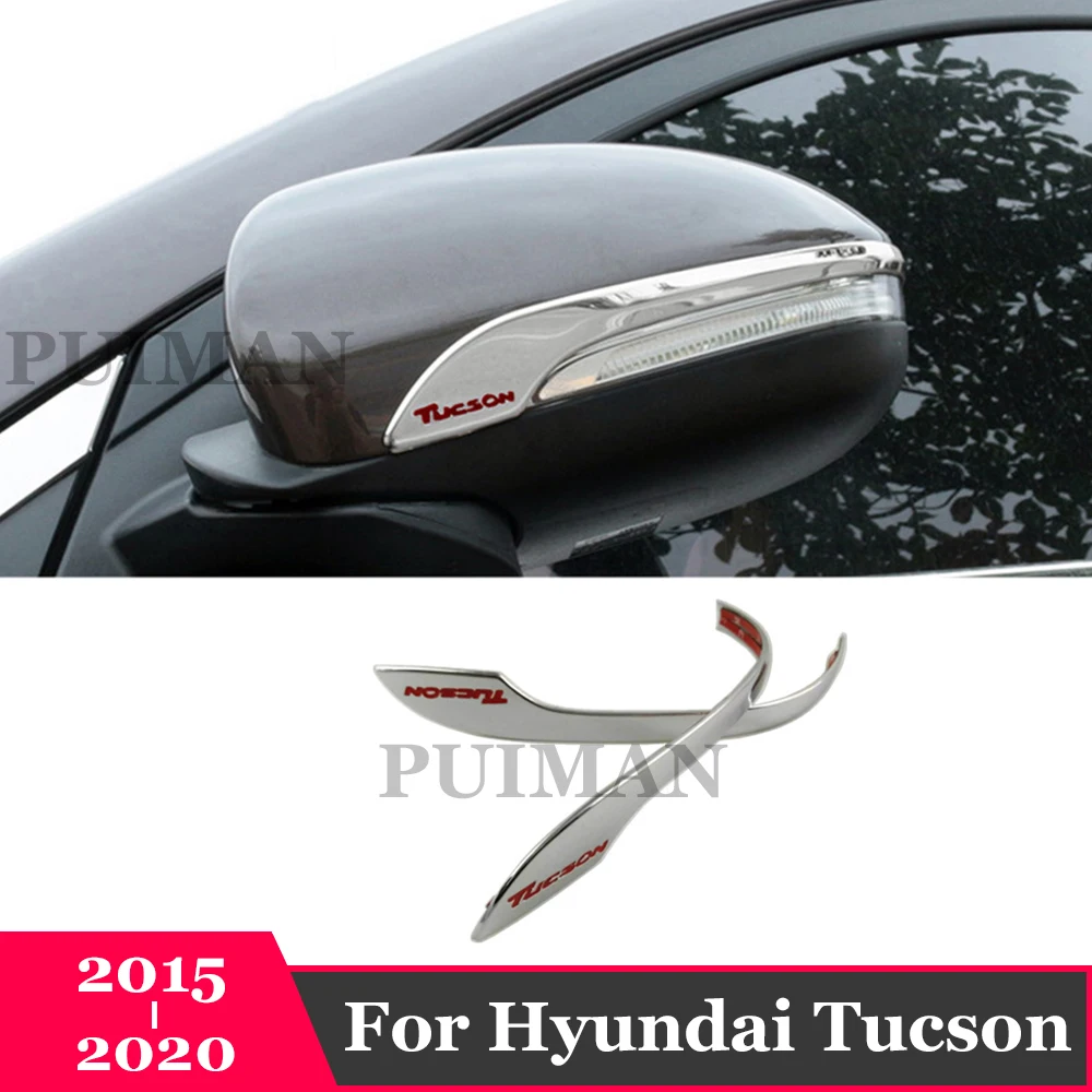 

ABS Chrome For Hyundai Tucson 2015 2016 2017 - 2020 Car Rearview mirror decoration strip Cover Trim Car styling Accessories 2pcs