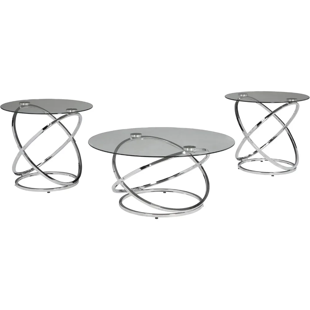 

Hollynyx Contemporary Round 3-Piece Occasional Table Set, Includes Coffee Table and 2 End Tables