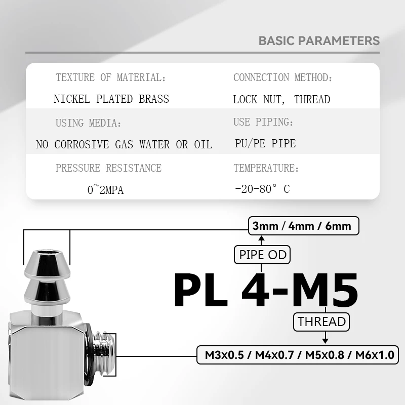 10 Uds Mini accesorios de púas conector de Pagoda M3 M4 M5-Tube de aire 3mm 4mm 6mm Pagoda tubo neumático de latón codo de conexión rápida de aire