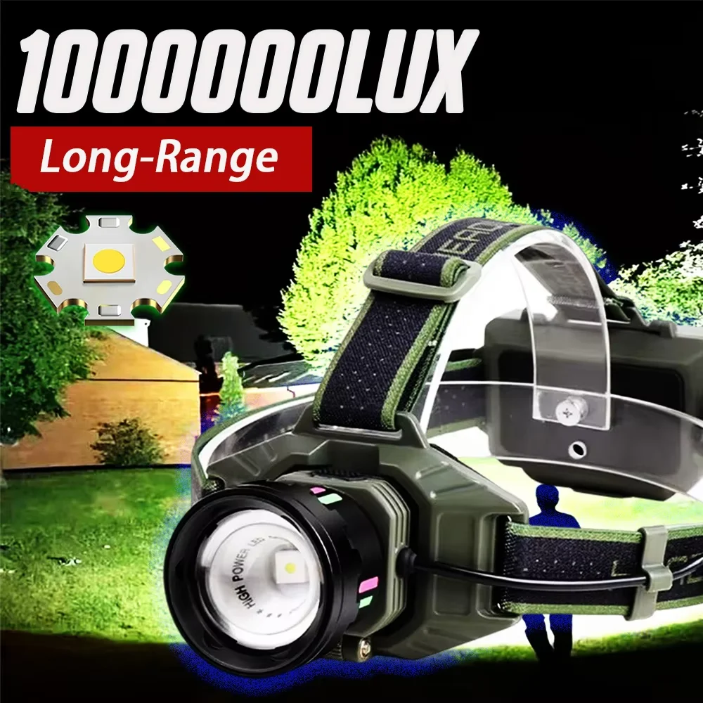 

1000000LM Most Powerful LED Headlamp Sensor Head Flashlight High Power Headlight 18650 Rechargeable Head Lantern Fishing Camping